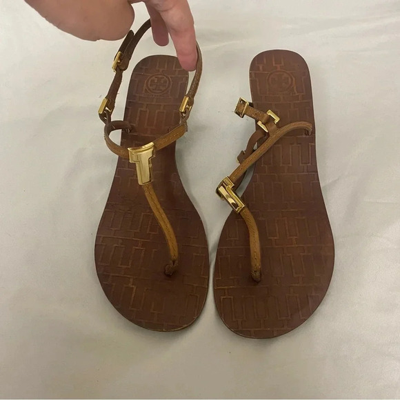 Tory Burch Pauline Demi Cork Wedge Brown Sandal Vegan Leather Size 10 - Picture 4 of 10